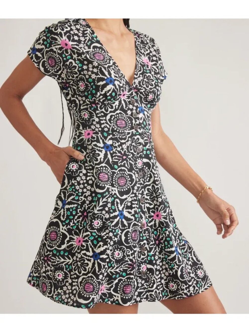 Marine Layer Camila Block Print Dress, Size Large